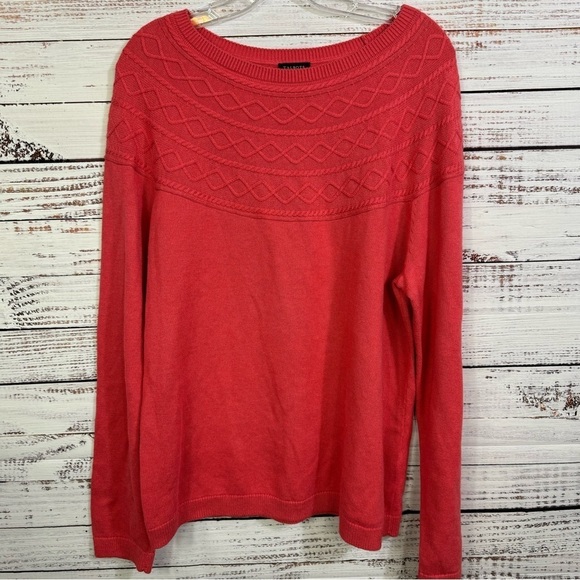Talbots knit textured size x large pink cotton long sleeve crew neck sweater - Picture 1 of 7